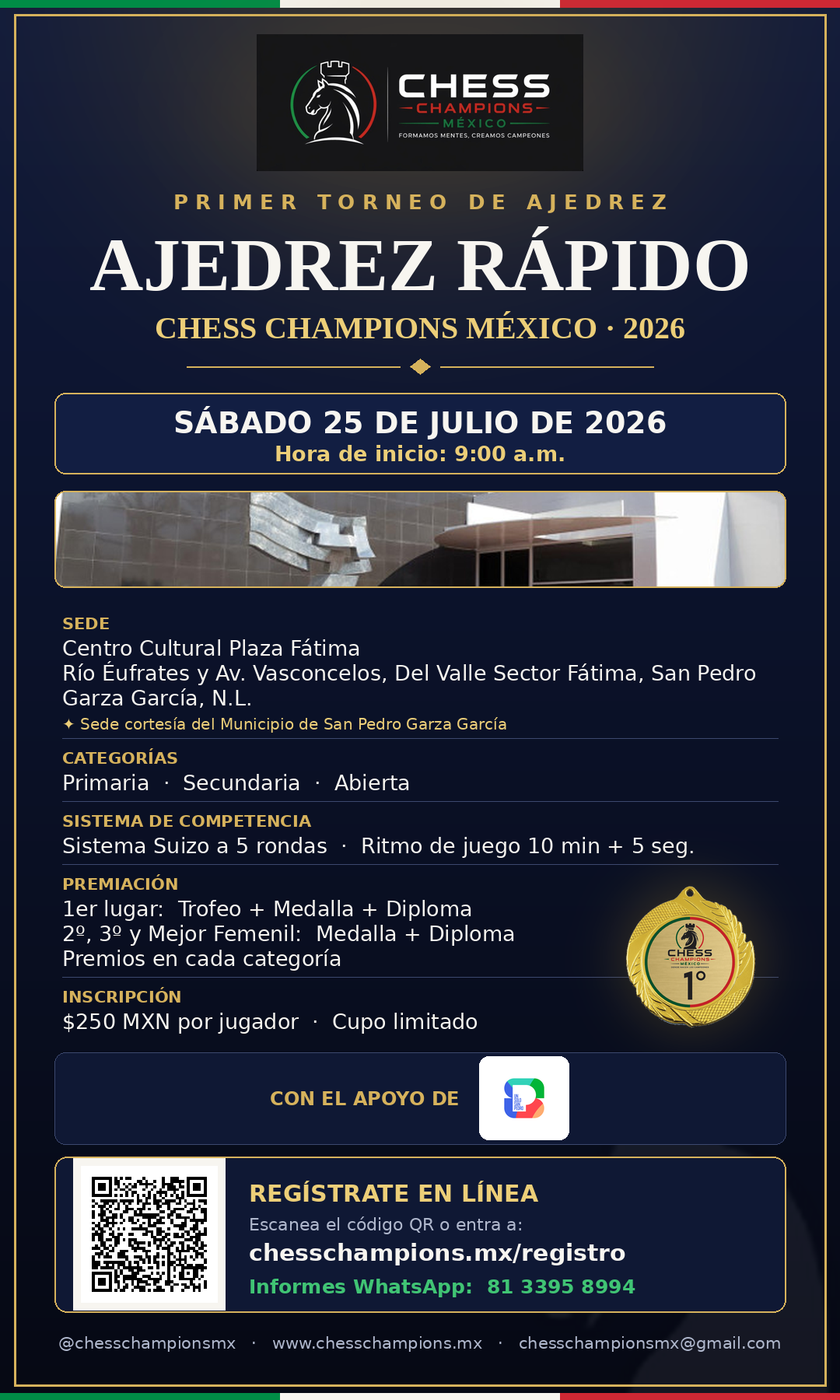 Primer Torneo de Ajedrez Chess Champions México — sábado 25 de julio de 2026